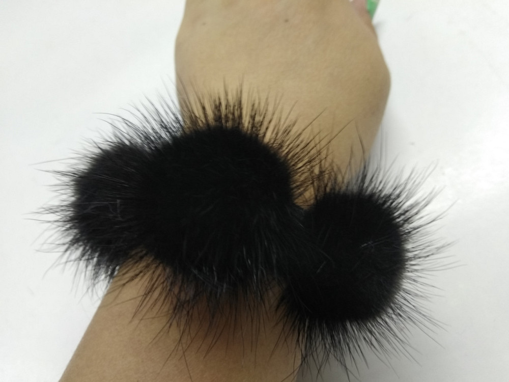 Гумка хутряна норкова на волосся на гульку Чорний Харків - фото 2