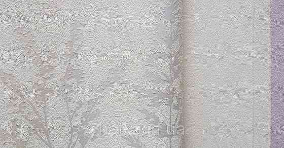 Шпалери вінілові на флізеліні Grandeco Universe 5 гілки листя квіти польові перламутр срібло на бежевому UI3203 Київ