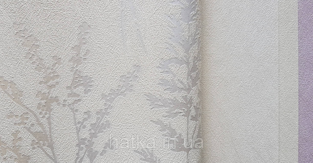 Шпалери вінілові на флізеліні Grandeco Universe 5 гілки листя квіти польові перламутр срібло на бежевому UI3203 Київ - фото 3