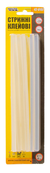 Стержні клейові 7.2 мм MASTERTOOL 200 мм 12 шт прозорі 42-0157 Рівне - фото 2