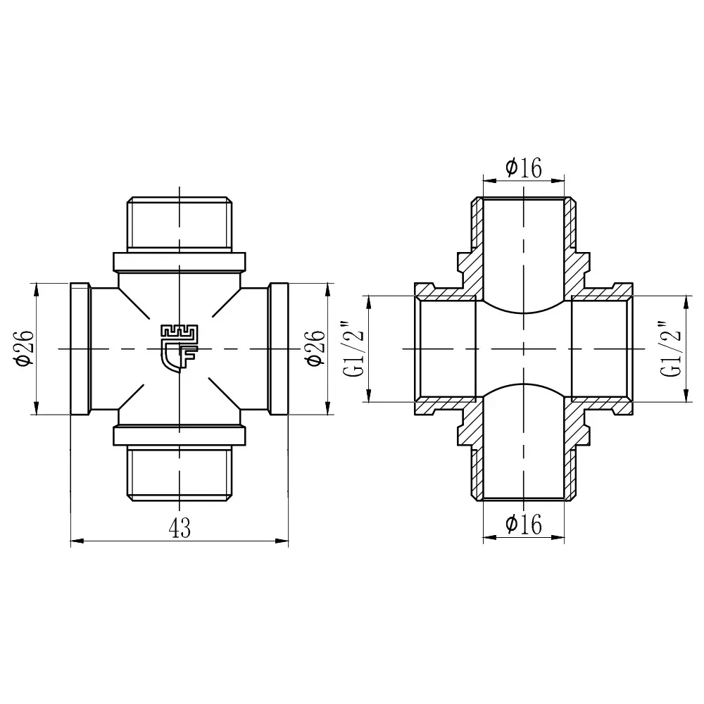 Крестовина Thermo Alliance Forte 1/2" ВН SF35515 Київ - фото 8