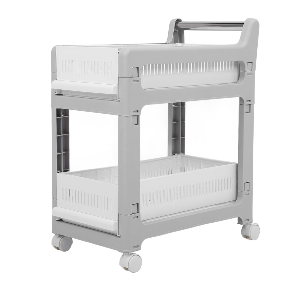 Етажерка на коліщатках, двоярусна полиця для зберігання предметів, органайзер для ванної, кухні, офісу, розмір 48×28×59 см Кам'янець-Подільський - фото 4