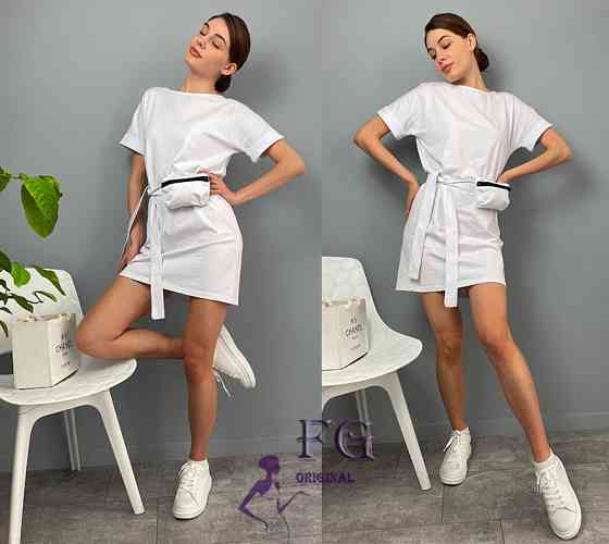 Жіноче літнє плаття з сумочкою на поясі "Амбер" оптом | Норма і батал | Розпродаж моделі Білий, 50-52 Київ