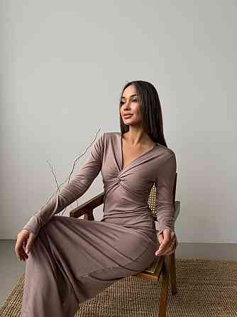 Стильне жіноче плаття максі з вирізом на грудях мікродайвінг Моко, 46-48 Одеса