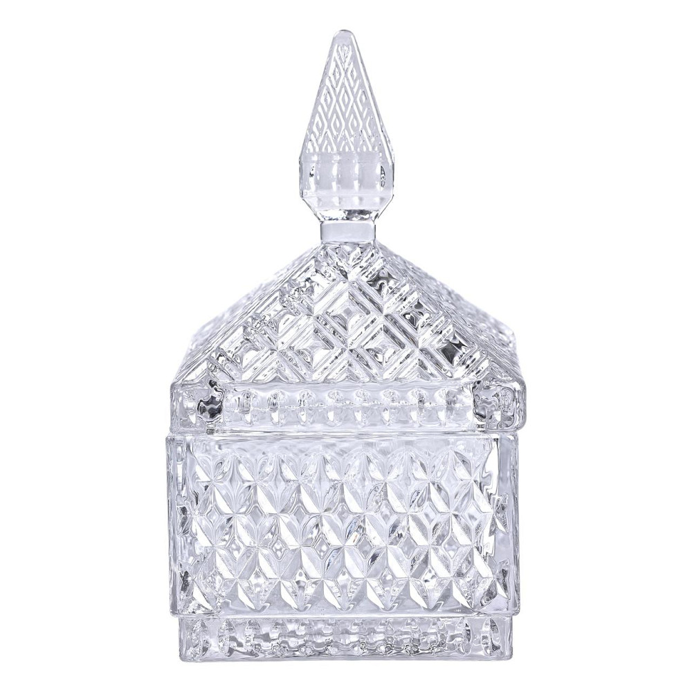 Yiwu Цукерниця скляна з кришкою 8.5х8.5х15 см квадратна HP-YH-27 Коломия - фото 1