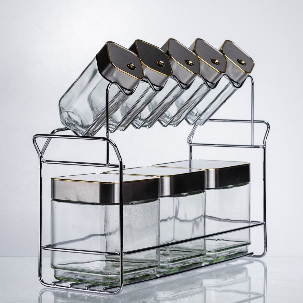 Набір ємностей для зберігання 8 штук по 100/700 мл на металевій підставці HP-1347 Коломия - фото 2