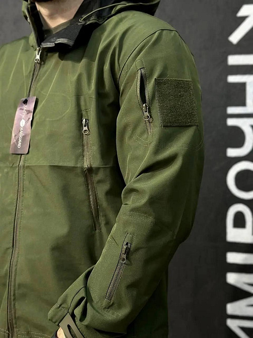 Тактична куртка чоловіча олива легка, водостійка, для туризму, риболовлі та активного відпочинку Львів - фото 7