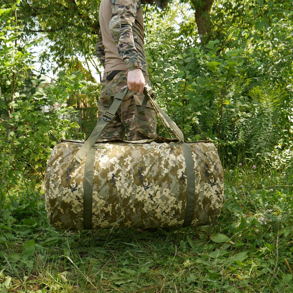Військова сумка баул піксель 120 л сумка-рюкзак для речей  сумка-рюкзак для речей і полювання WAR Львів - фото 2