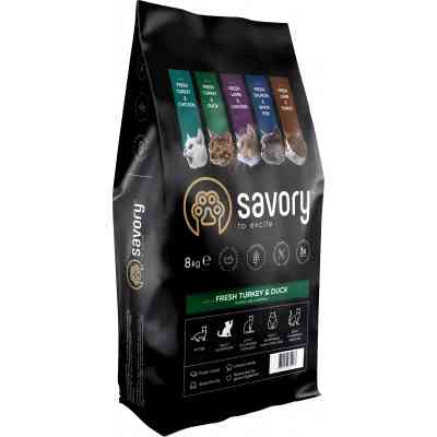 Сухой корм для кошек Savory Adult Cat Gourmand Fresh Turkey and Duck 8 кг (4820232630068) Винница