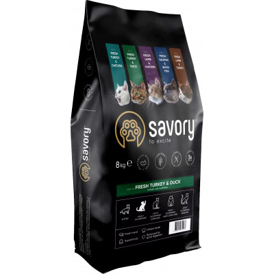Сухой корм для кошек Savory Adult Cat Gourmand Fresh Turkey and Duck 8 кг (4820232630068) Винница - изображение 1