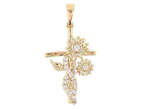 Кулон Позолота 18K Крест с цветами» для цепочки до 5мм (262409) ТМ Xuping Киев