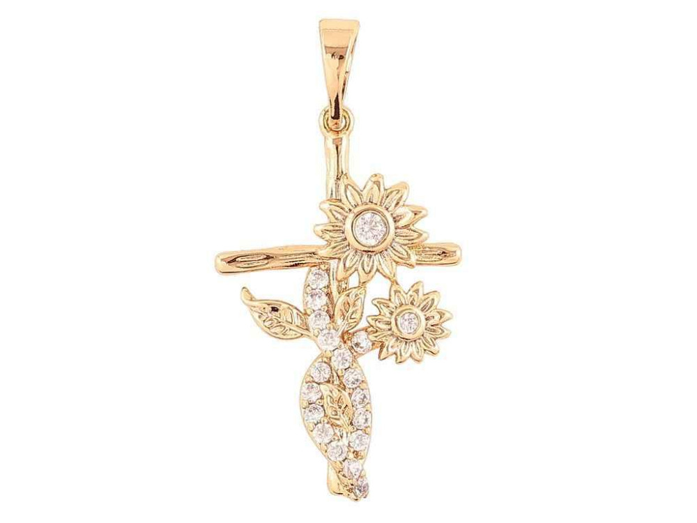 Кулон Позолота 18K Крест с цветами» для цепочки до 5мм (262409) ТМ Xuping Киев - изображение 1