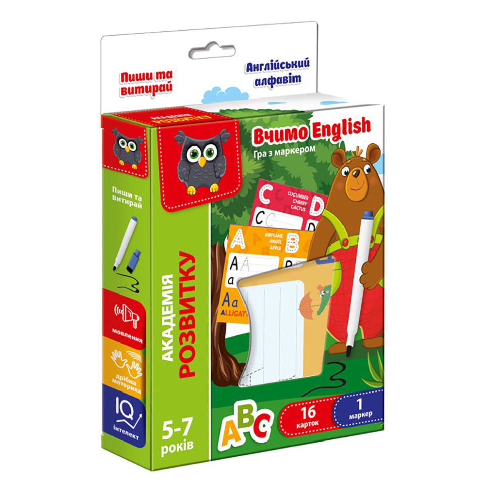Гра "Пиши та витирай. Англійська абетка" VT5010-23 з маркером Вінниця - фото 1