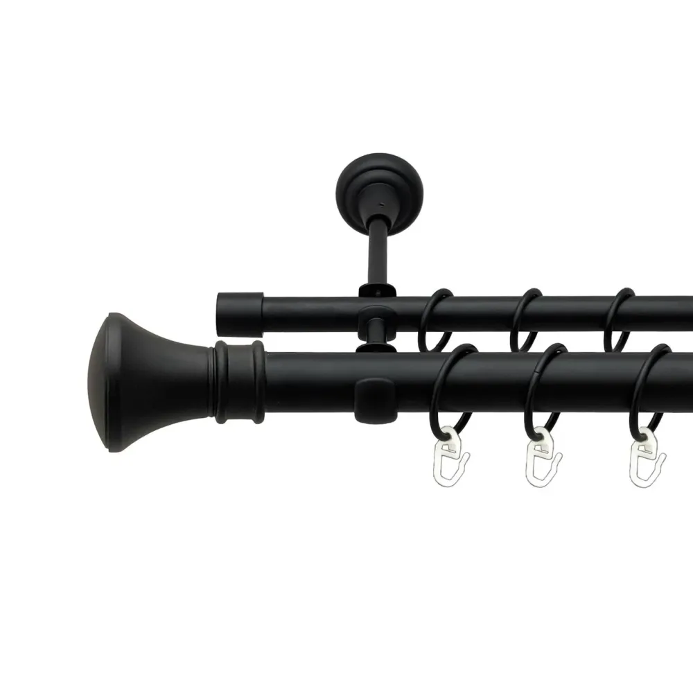 Карниз Orvit Люксор металевий дворядний відкритий гладка труба кільце металеве Чорний Оксамит 25\16 мм 200 см (00-00020829) Львів - фото 1