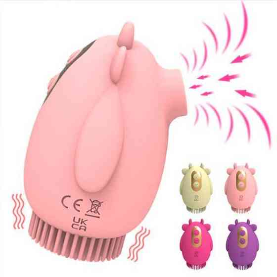 Кліторальний двосторонній вібратор-вуманайзер "Бичок" (вакуумний стимулятор) USB - Рожевий - Вібратори Вінниця