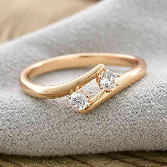 Кольцо куб. цирконий Xuping позолота 18К, 19 размер (ширина 5мм, вес 1.7г) Киев