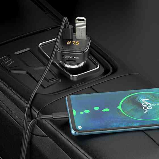 Автомобильное зарядное устройство с FM-модулятором BOROFONE BC43 Flash QC3.0 car BT FM transmitter 18W Black Одесса