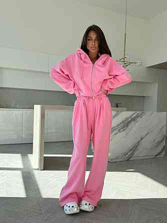 Женский прогулочный костюм двойка: кофта и штаны турецкая двунитка Розовый, 46/48 Одесса