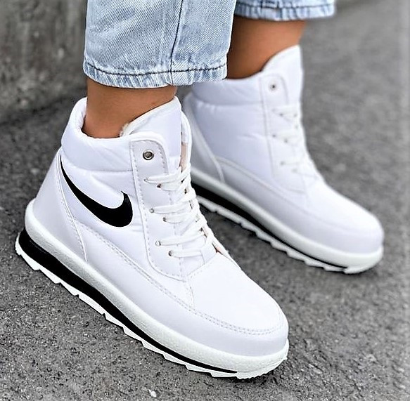 Зимові жіночі Кросівки на Меху Білі Найки Снікерси в стилі N!ke Дутики (розміри: 36,37,38,39,40,41) Дніпро - фото 8