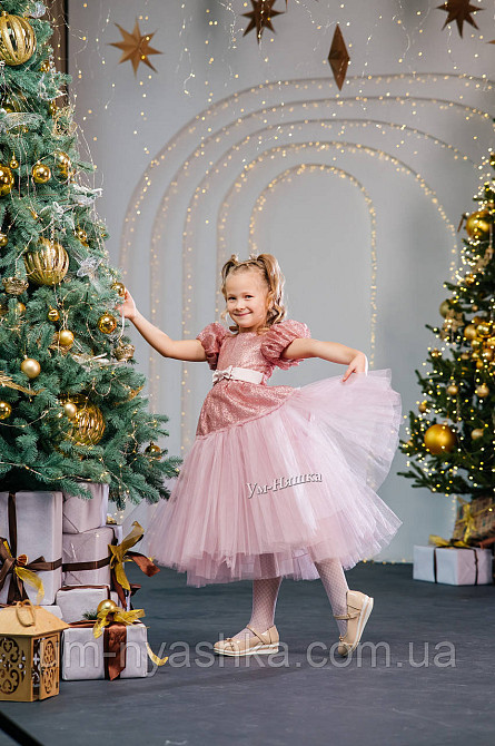 Святкова пишна пудрова сукня для дівчинки з глітером Кривий Ріг - фото 3