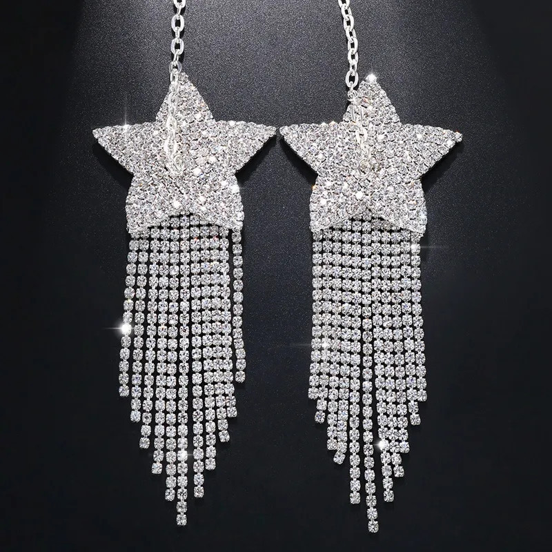 Наклейки на грудь с камнями серебристые звездочки, размер one size, сплав Киев - изображение 2