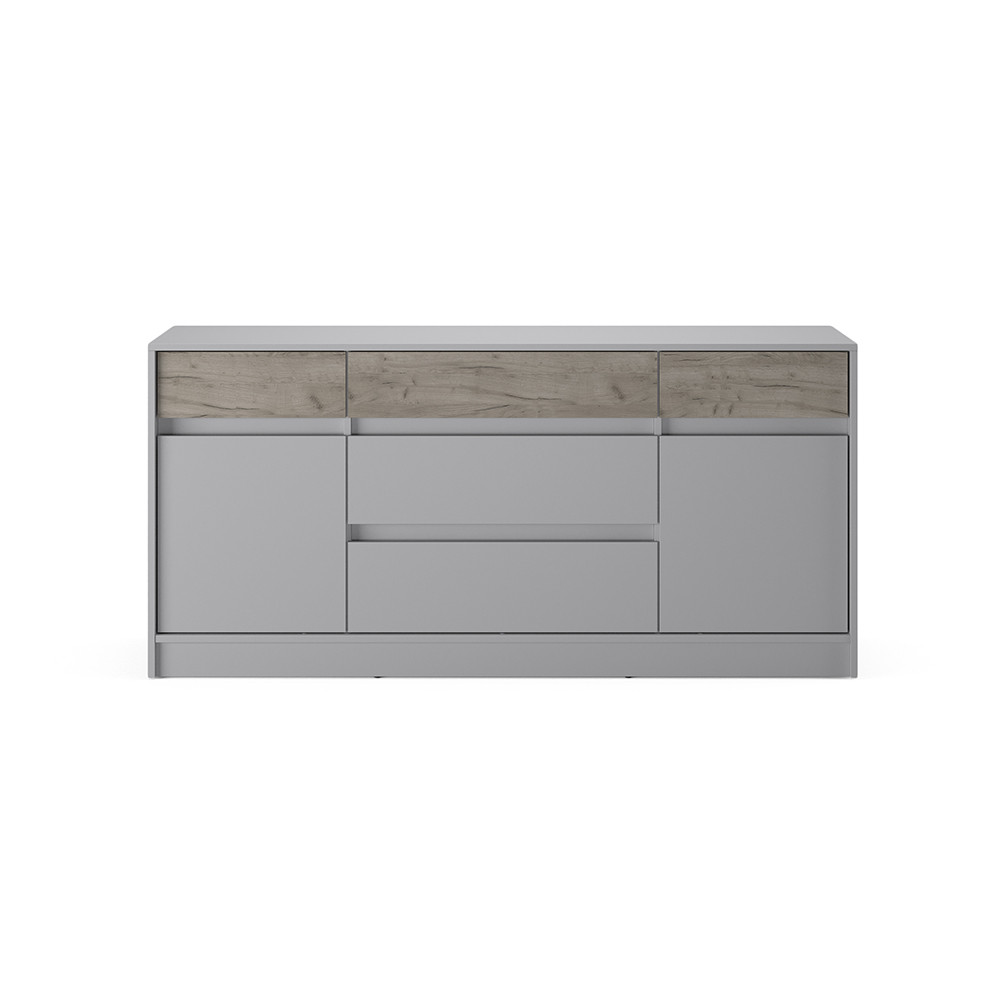 Великий комод із дверима та шухлядами Еверест Стайл-1600 160,2х39х75,4 см Кашемір/Дуб крафт сірий (DTM-071156) Львів - фото 2