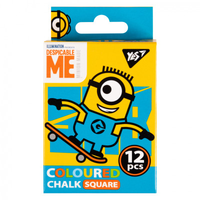 Крейда Yes кольорова квадратна 12 шт 6 кол Minions (400391) Вінниця - фото 1