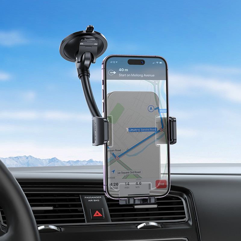 Автотримач для телефона HOCO H38 Cheetah car holder(windshield) Black Ковель - фото 9
