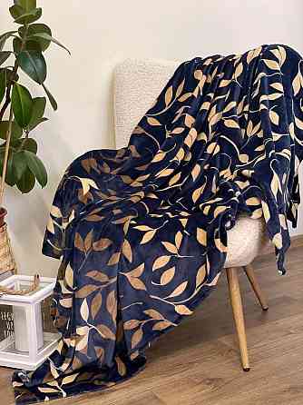 Ecotton Плед Ecotton 150х220 см із мікрофібри Well Soft Листя золоте синій Коломия