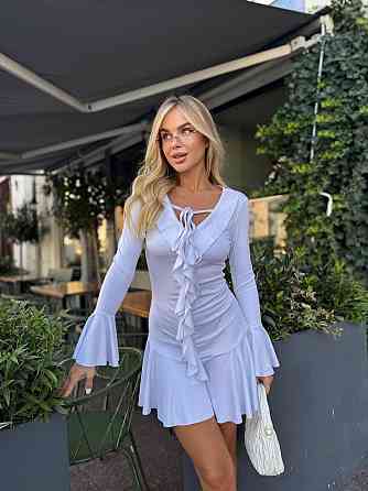 Жіноче романтичне мініплаття з воланами мікродайвінг Білий, 42/44 Одеса