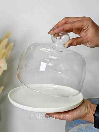 Тарілка з кришкою для зберігання  «White kitchen» 20*14,5 см кераміка + скло 8030-321 Київ