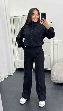 Женский стильный повседневный костюм двойка бомбер+брюки Темно-синий, 42/44 Одесса