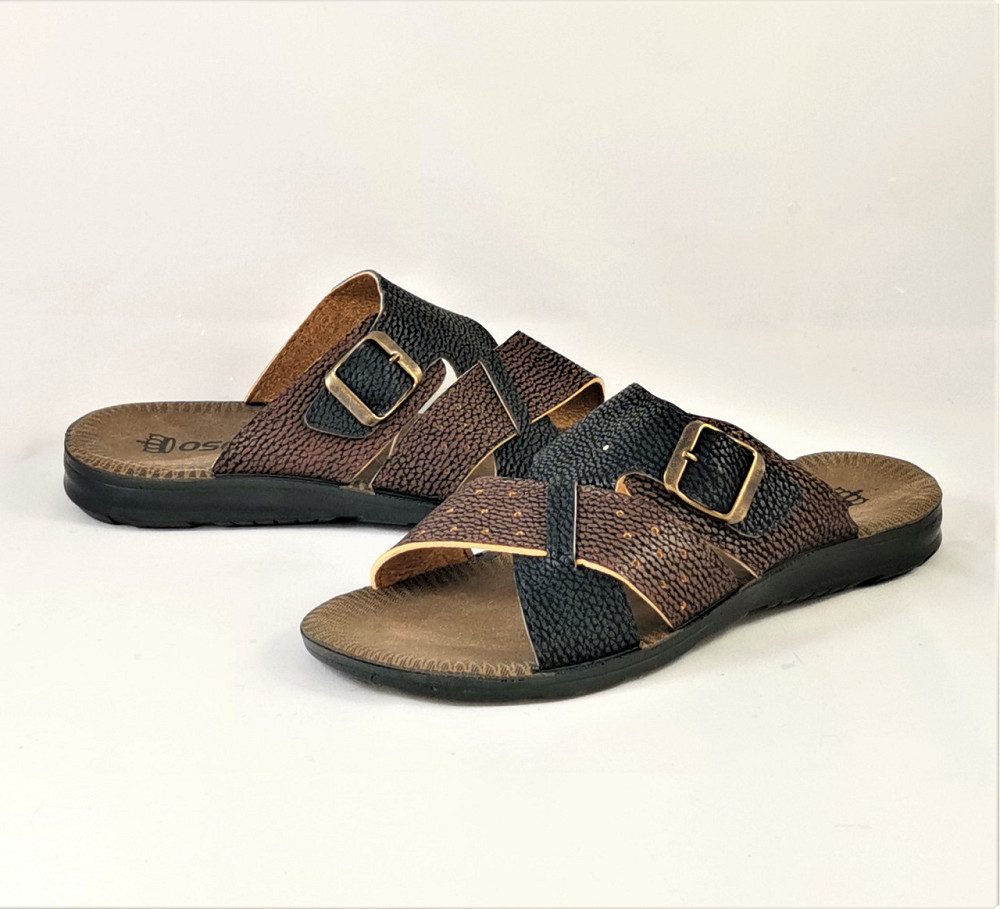 Мужские Шлёпанцы Тапочки Сланцы Чёрные с Коричневым Кожаные (размеры: 41,42,43,44) Днепр - изображение 2