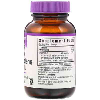 Вітамін Bluebonnet Nutrition Натуральний бета-каротин, Beta Carotene 25,000МЕ, 90 гелевих (BLB-00316) Вінниця