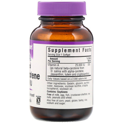 Вітамін Bluebonnet Nutrition Натуральний бета-каротин, Beta Carotene 25,000МЕ, 90 гелевих (BLB-00316) Вінниця - фото 2
