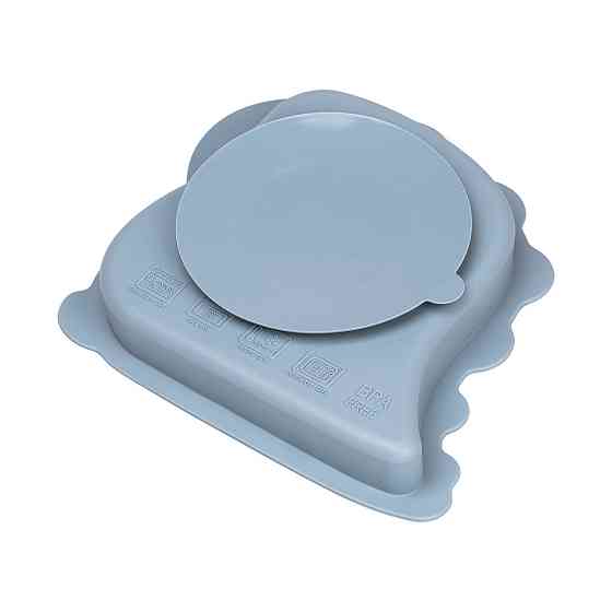 Детский набор силиконовой посуды чашка / тарелка с тремя секциями / ложка Синий HP34545BL Киев