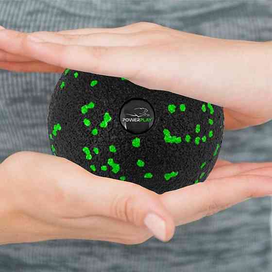 Масажний м'яч PowerPlay PP-4351 Epp Massage Ball (d10) Чорно/Зелений Каменское
