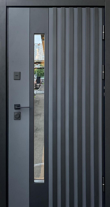 Дверь уличная Форт-М модель Ницца/Стеклопакет ТЕРМОРАЗРЫВ антрацит (7016)/Белый мат 860 Киев - изображение 1