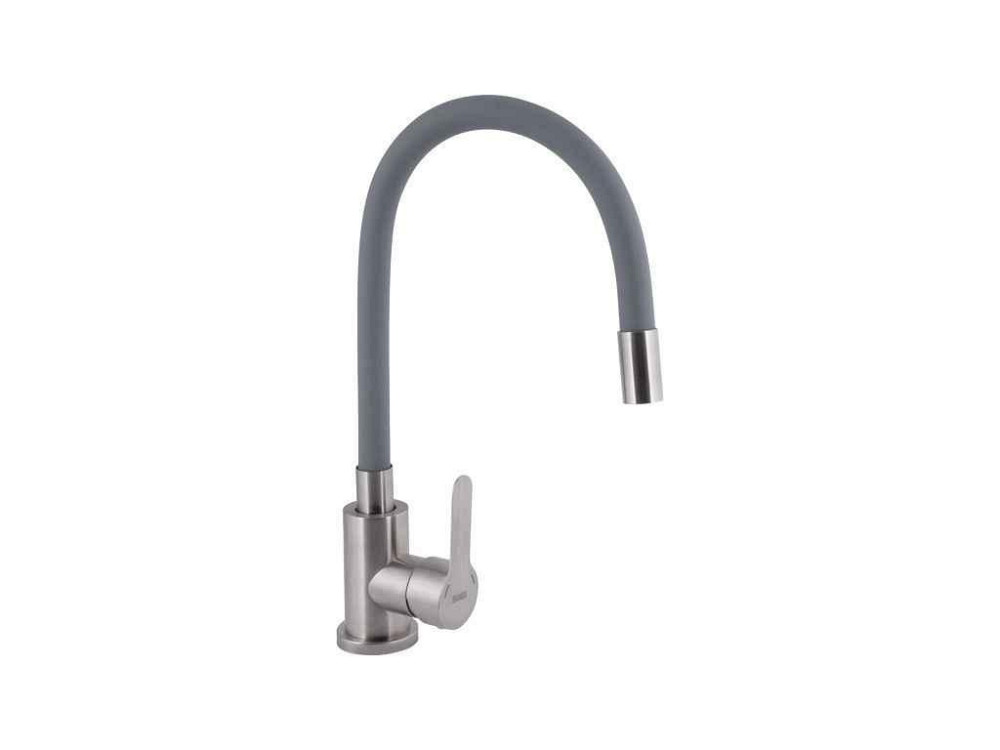 Смеситель на раковину серый Pure 015F3 (k35) с гибким изливом BRIPUR015F3NKG ТМ Brinex Киев - изображение 1