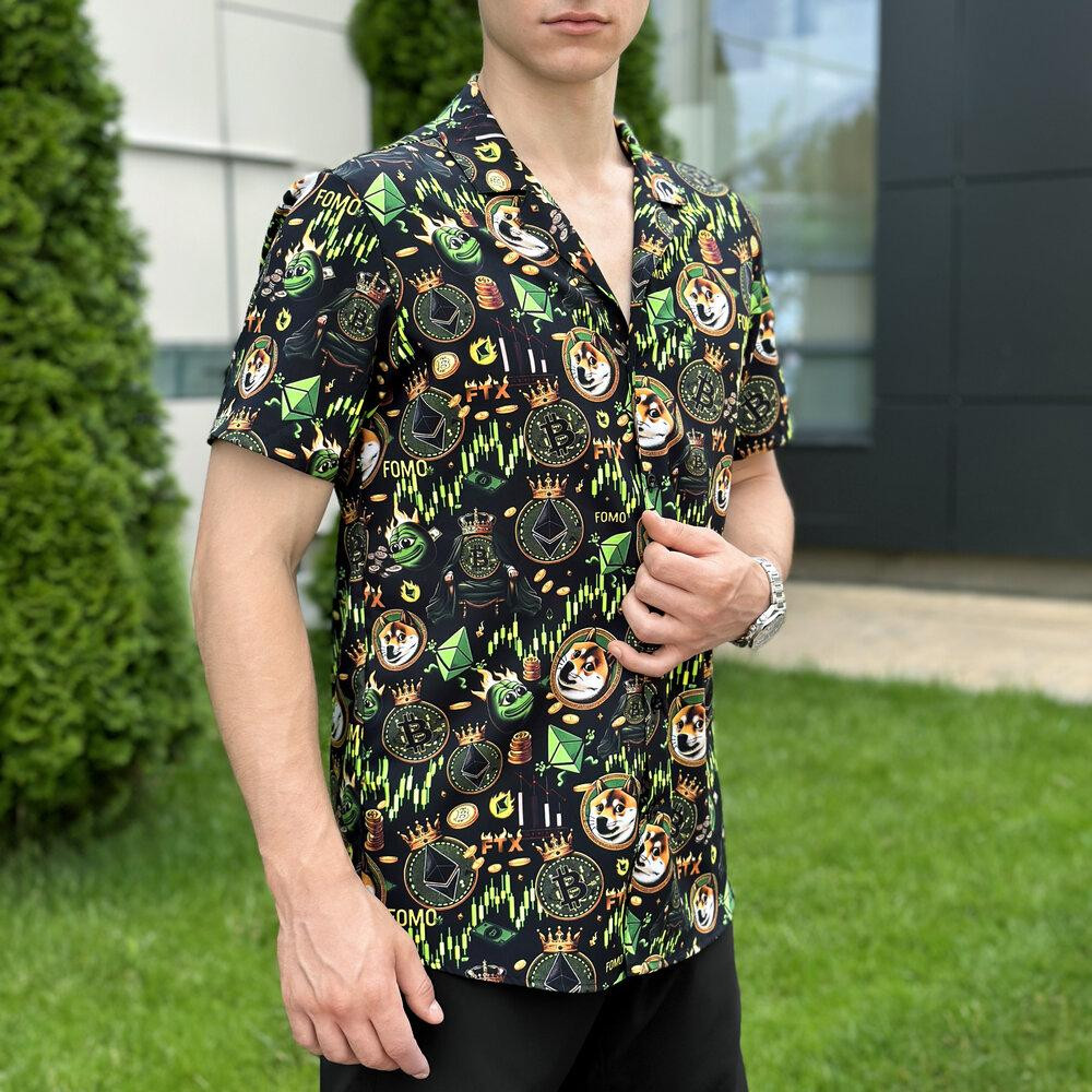 Літня чоловіча сорочка із принтом для відпочинку Pobedov Dejavu Kripta Київ - фото 7