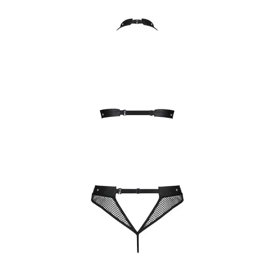 Білизна з відкритим доступом Passion MOONLIGHT SET S/M black, топ, стрінги Львов
