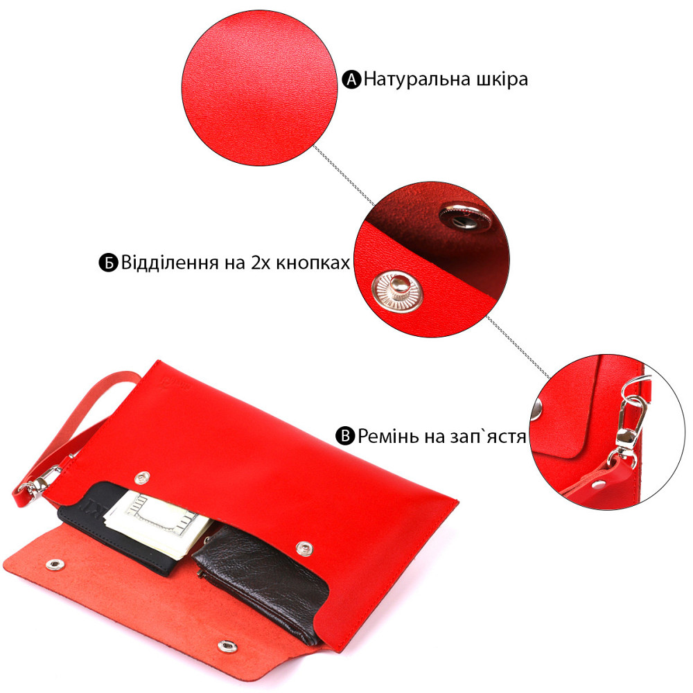 Жіноча шкіряна тревел-косметичка Shvigel 16421 Червоний Київ - фото 4