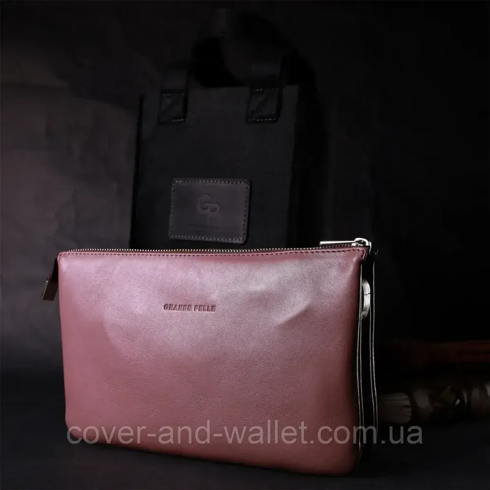 Красивий пудровий жіночий клатч із натуральної гладкої шкіри Grande Pelle 70566501 Київ - фото 10