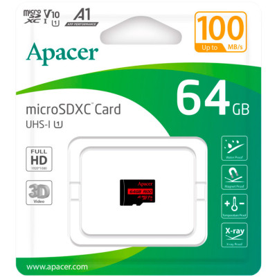 Карта памяти Apacer 64GB microSD class 10 UHS-I V10 A1 (AP64GMCSX10UB-RA) Винница - изображение 2