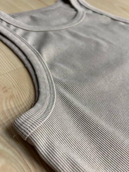 Майка жіноча A-N 2733 варена тай-дай у рубчик з порізаними швами, бежевий, one size Київ - фото 18