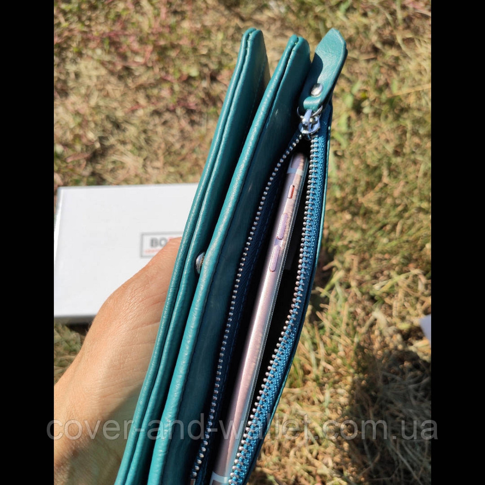 Стильний жіночий шкіряний гаманець клатч бірюзового кольору Boston B 213 Київ - фото 7