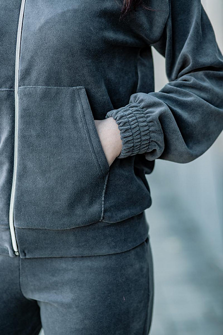 Спортивный костюм женский прогулочный велюровый, женский комплект серый Крохатушка одяг 48/50 Киев - изображение 3