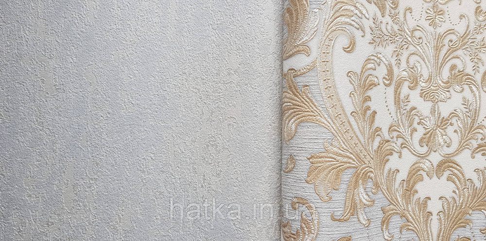Шпалери вінілові на флізеліні AdaWall Signature1.06х10 під штукатурку структурні сіро-блакитні зі сріблом Київ - фото 2
