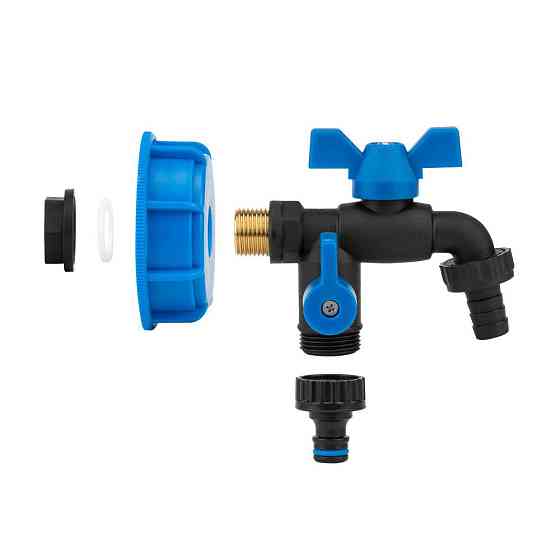 Набір IBC S60x6, кран BLACK RAVEN, РЗ 2x3/4'', NYLON/BRASS для шланга 5/8", 1/2", ніпель, IBCS60-GTBR123434NB1 Київ