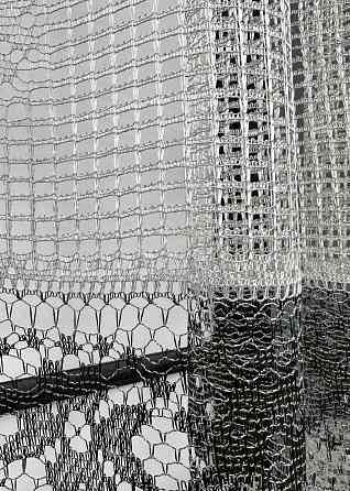 Тюль сетка VR-Textil Juli № 1232т Арка на кухню цвет серый с черным 400х150 см (53-0160) Киев